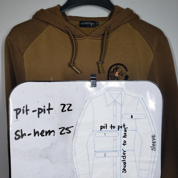 Doomsday Co. Brown Broqn Tan Colorblock Pullover Hoodie Size Small - Picture 8 of 8